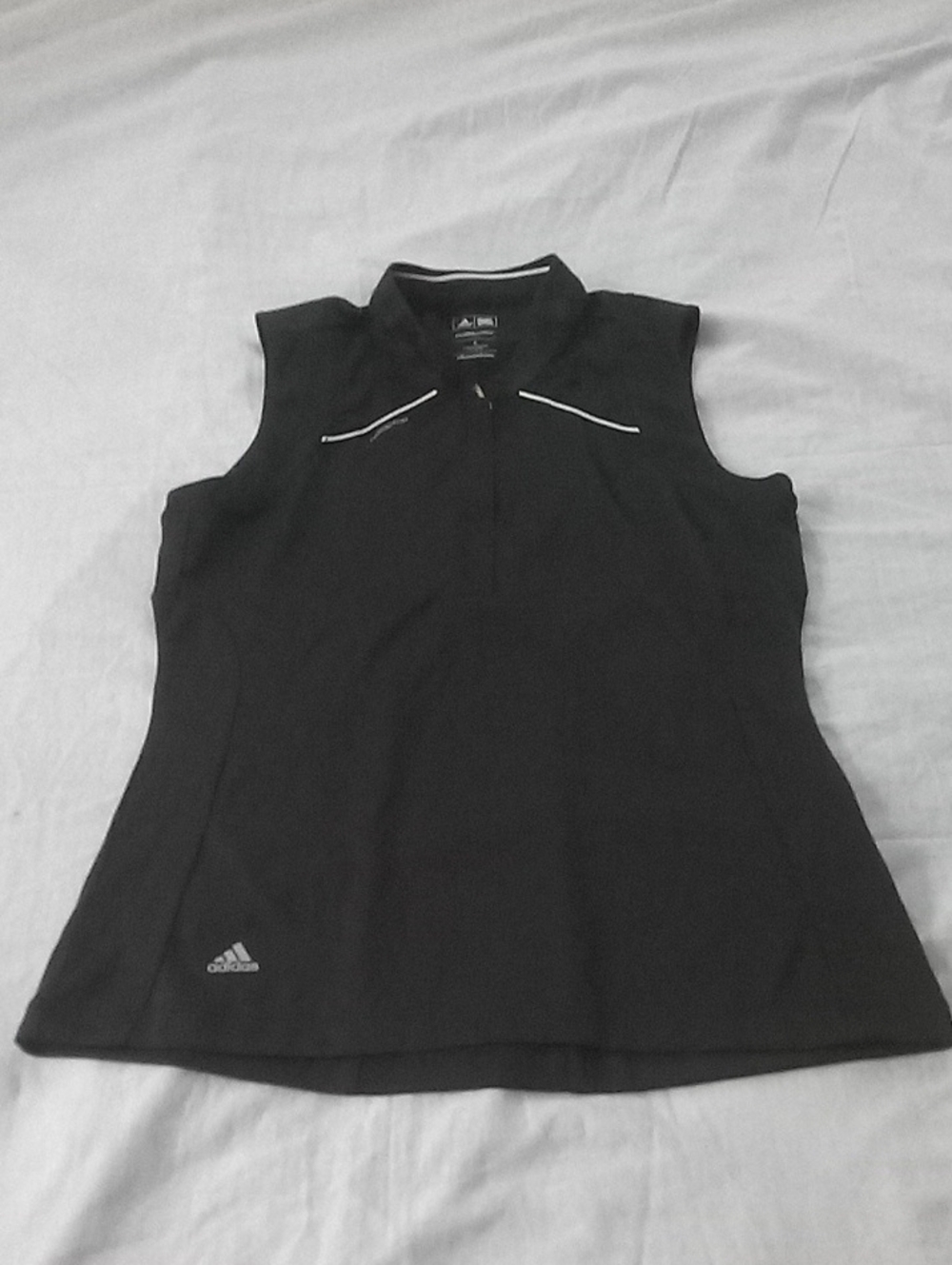 adidas Climacool Black Sleeveless Polo Tank with White Trim